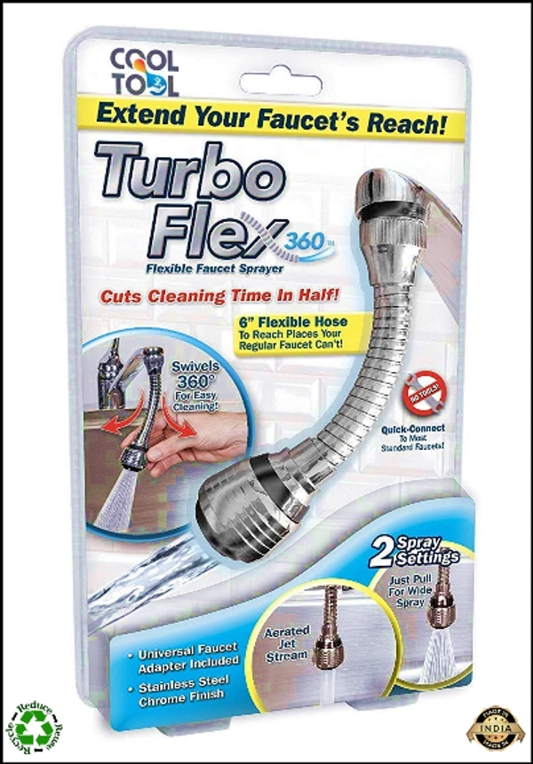 Turbo Flex 360 Degree Rotatory Flexible Sink Water Saving Faucet Nozzle Sprayer